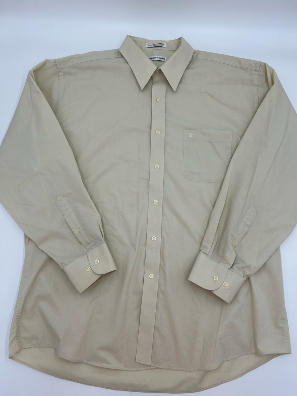 Pierre Cardin Men's Long-Sleeve Button-Up Shirt in Khaki 17 1/2  34/35